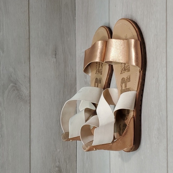 Sorel Comfort Ankle Leather Ella Crisscross Strap Sandals Flats shoes sz 8.5 - Picture 4 of 14